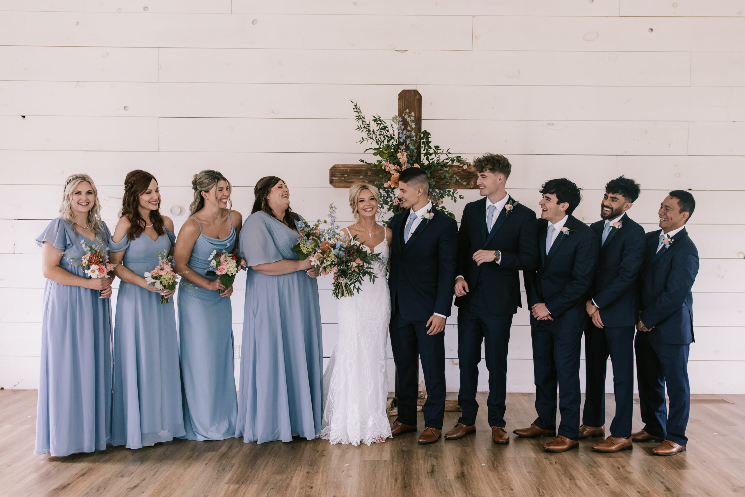 The size of the wedding party affects real wedding budgets. This is a wedding party at Sparrow Lane Event Center in Willard, Missouri.